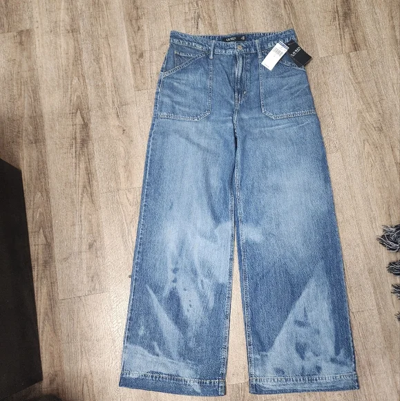 NWT Lauren Ralph Lauren Bleached Wide Leg Jeans Women’s Size 10 - Picture 3 of 16